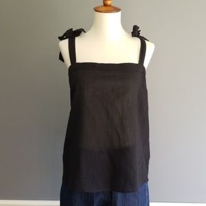 J Crew black tank with ties on shoulder